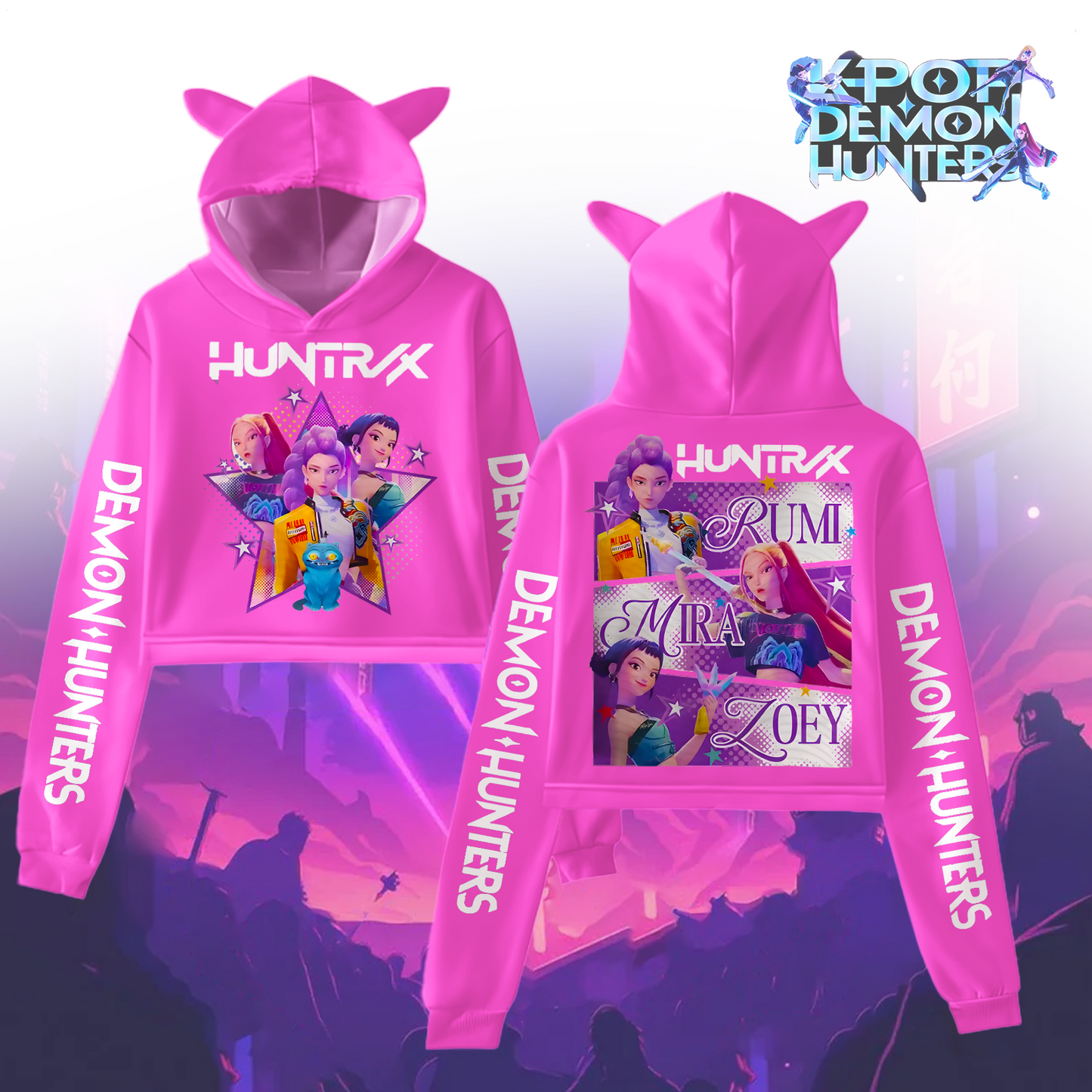 Kpop Demon Hunters Fur Rabbit Long Sleeve Hoodie