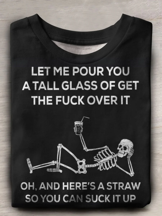 Funny Skull Print Unisex cotton crew neck T-shirt