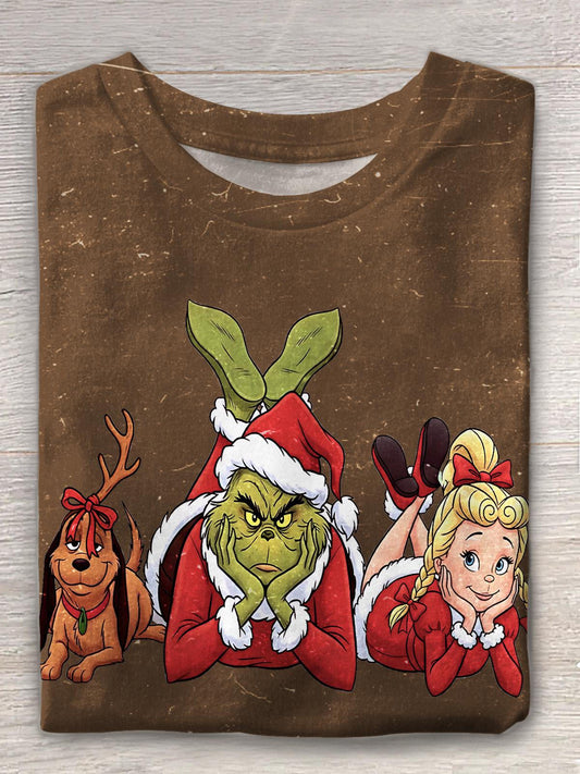 Christmas Grinch Printed Crew Neck T-shirt