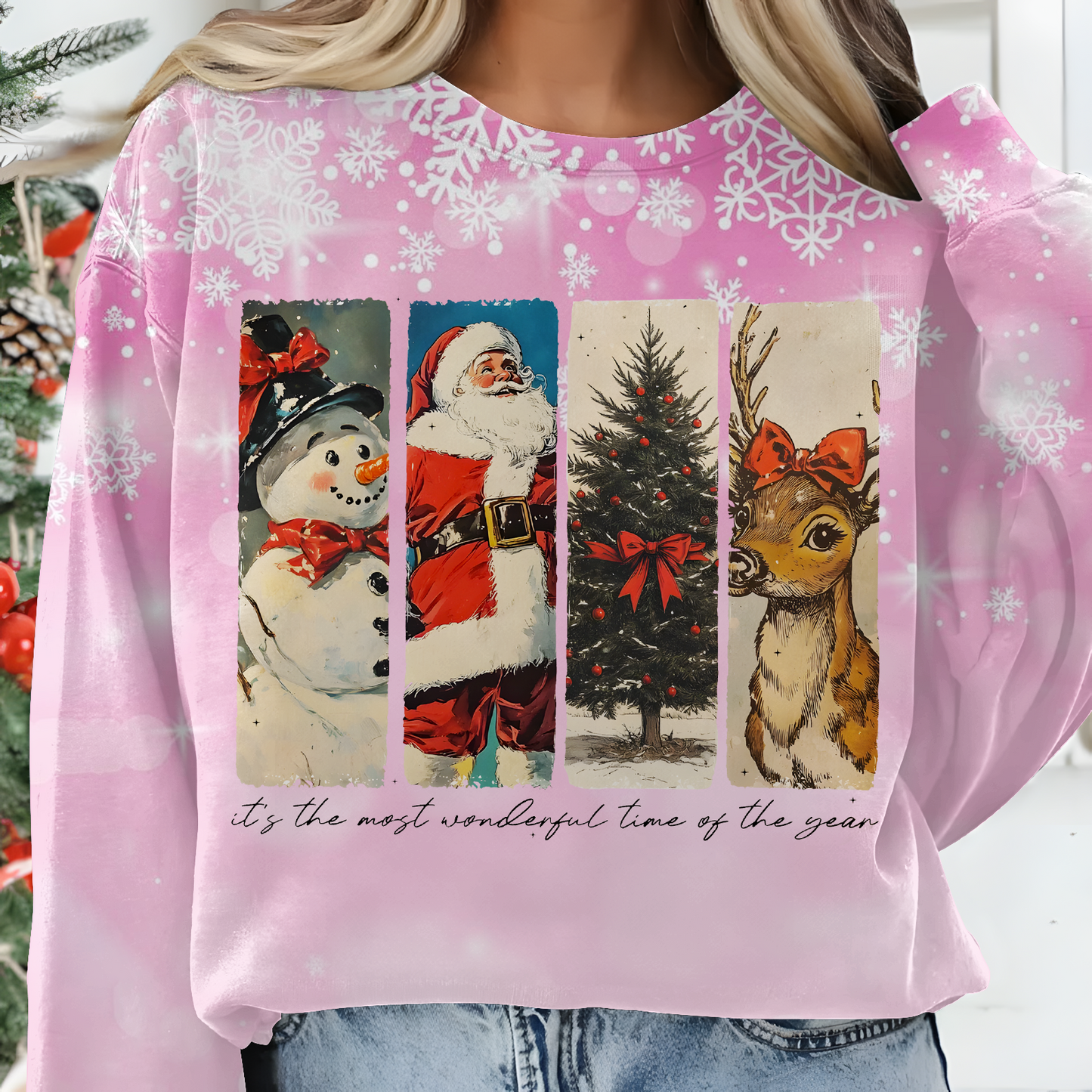 It's The Most Wonderful Time Of The Year Printed Long Sleeve Casual Top