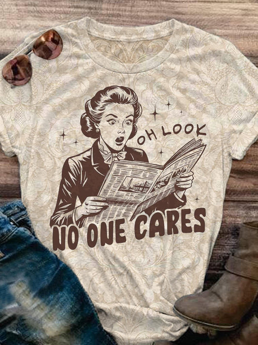 Oh Look, niemand kümmert sich um lustiges T-Shirt mit Vintage-Print 
