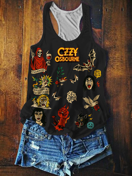 Ozzy Osbourne Printed Casual Tank Top