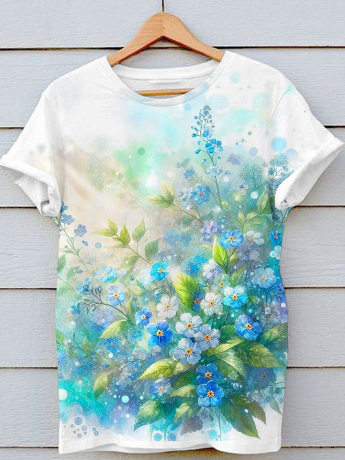 Auriculata Flower Print Crew Neck T-shirt