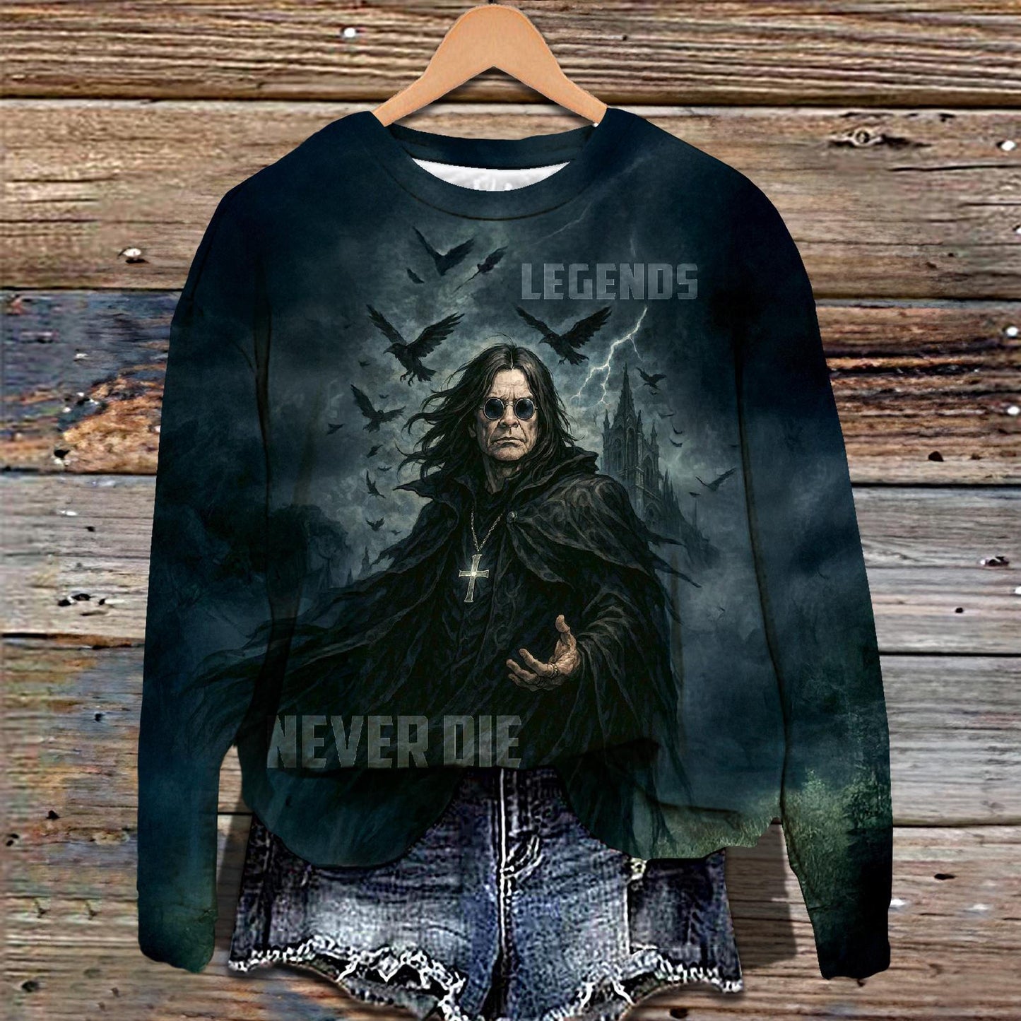 Ozzy Osbourne Dark Printed Long Sleeve Casual Top