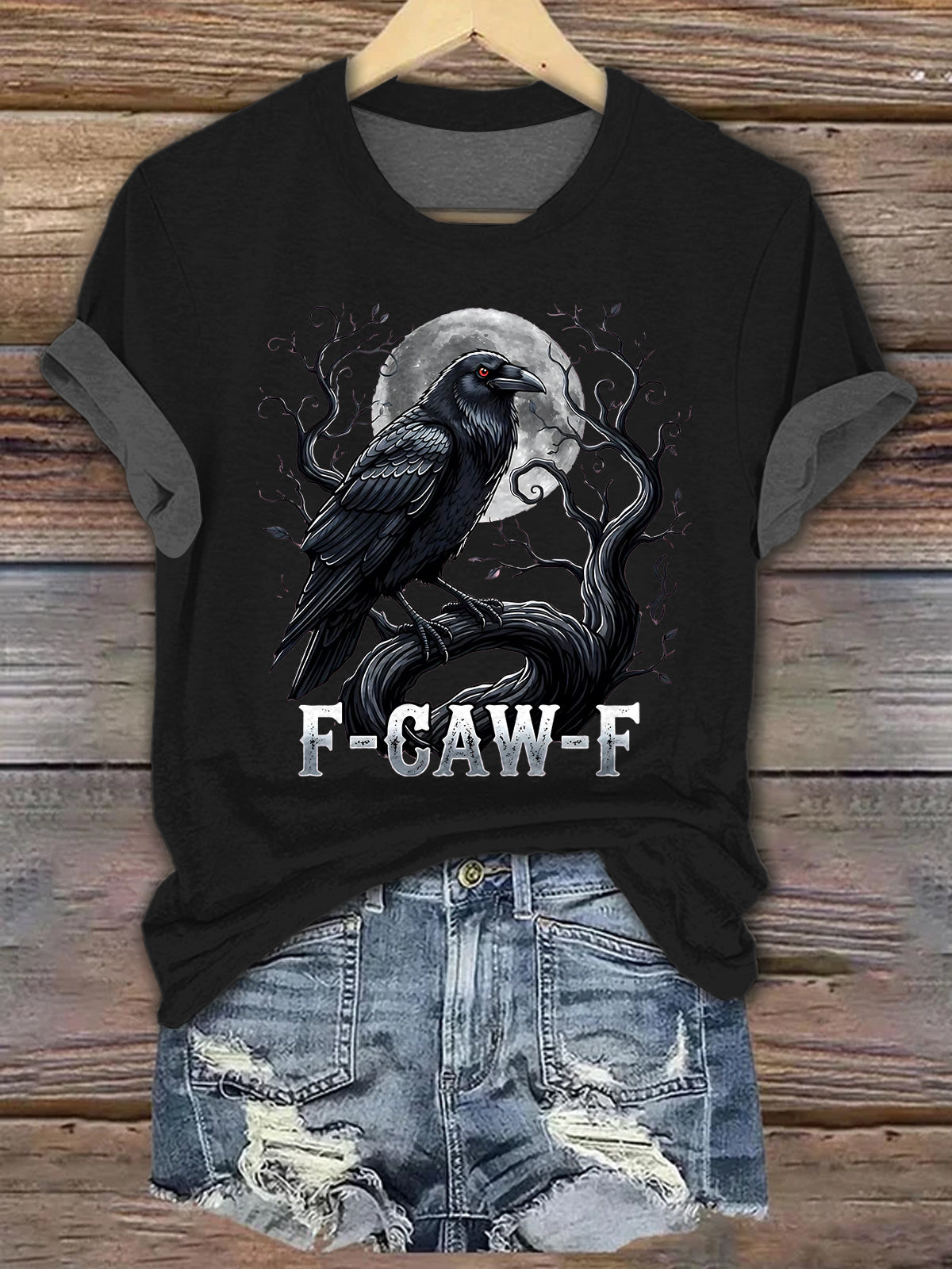 Fun Crow Printed Crew Neck T-shirt