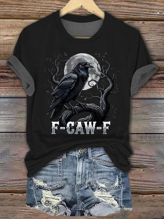 Fun Crow Printed Crew Neck T-shirt