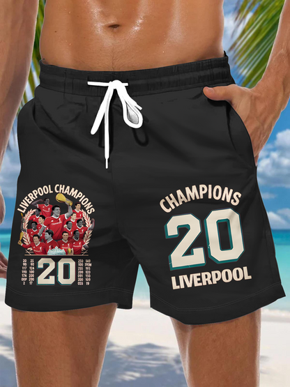 The Champions Liverpool Soccer Fans Men's Print Pocket Shorts