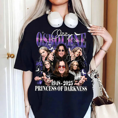 Prince of Darkness RIP 오지 오스본 프린트 크루넥 티셔츠 