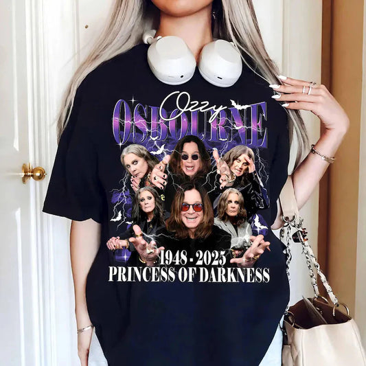 Prince of Darkness RIP 오지 오스본 프린트 크루넥 티셔츠 