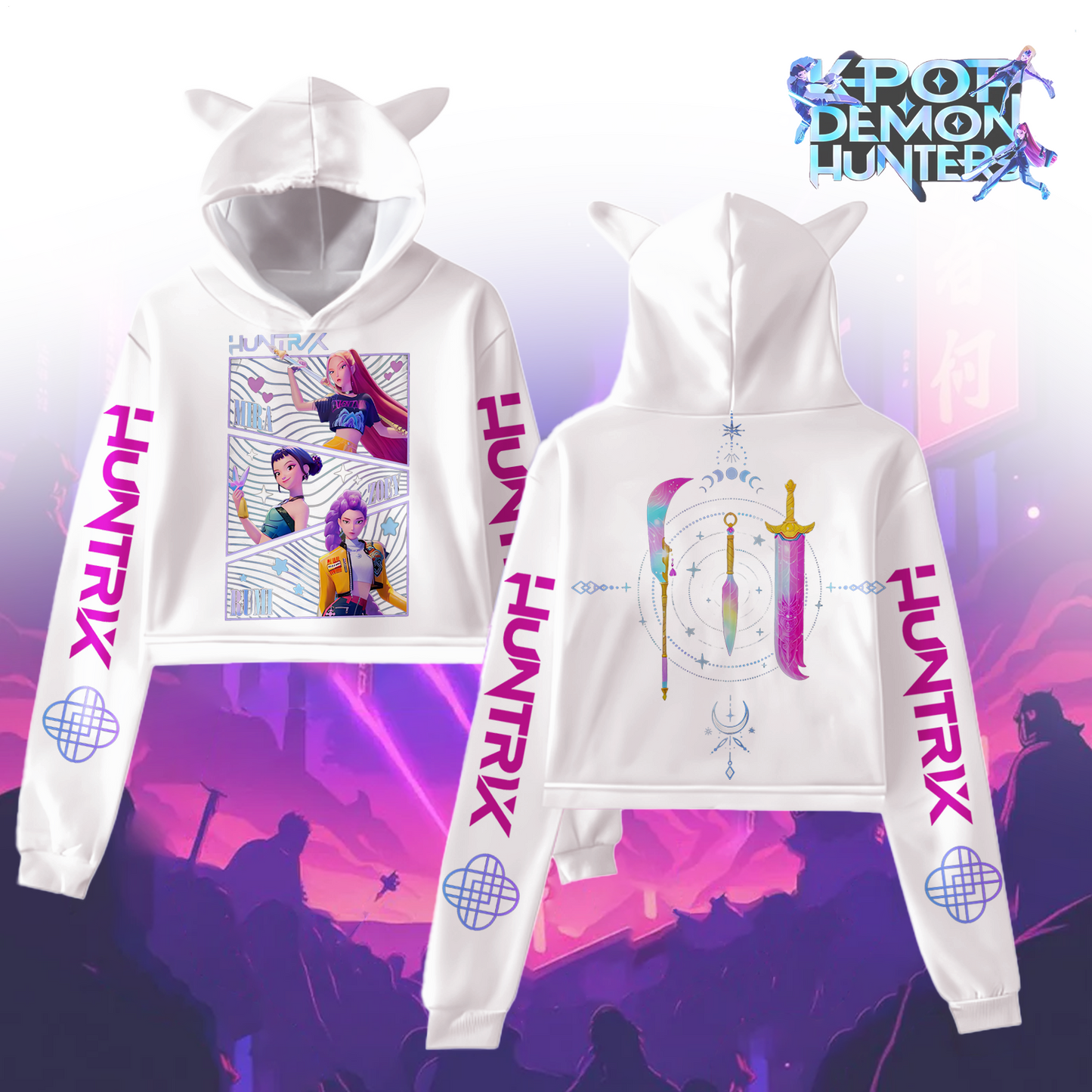 Kpop Demon Hunters Fur Rabbit Long Sleeve Hoodie