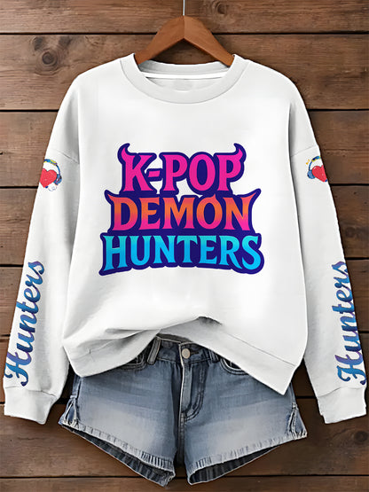 Demon Hunter Printed Long Sleeve Casual Top