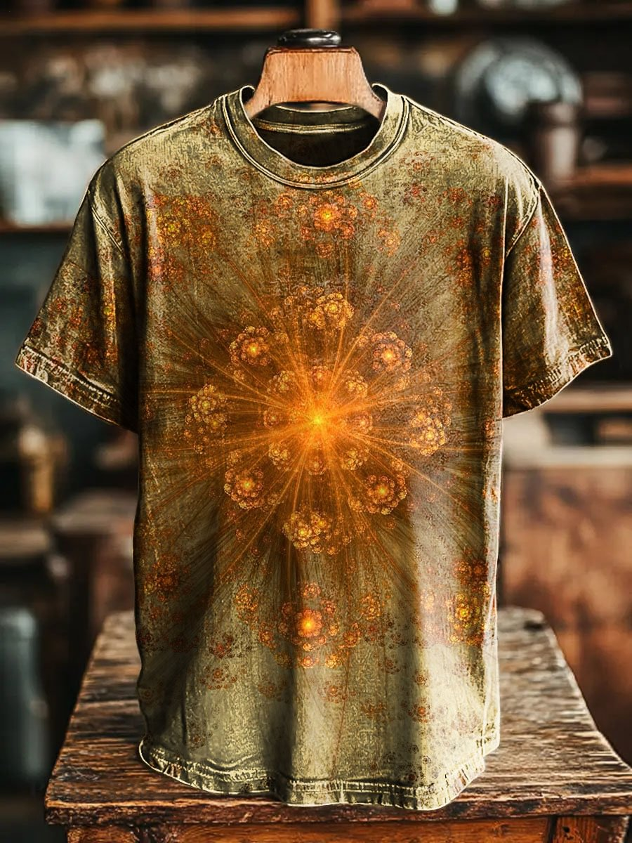 Weathered Look Visual Impact Art Crew Neck T-shirt
