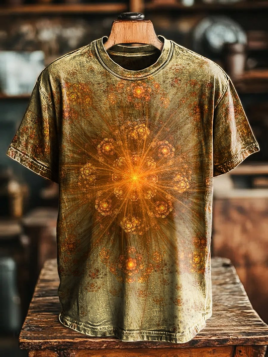 Weathered Look Visual Impact Art Crew Neck T-shirt