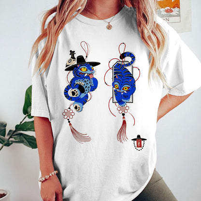 Demon Cat Derpy Crew Neck T-shirt