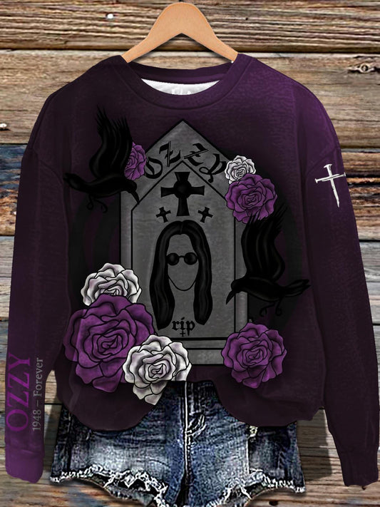 Ozzy Osbourne Printed Long Sleeve Casual Top