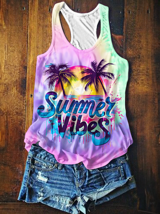 Débardeur décontracté imprimé Summer Vibes