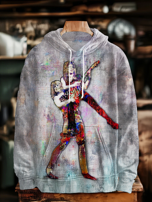 Digital Randy Rhoads and Ozzy Osbourne Unisex Long Sleeve Hooded Pocket Sweatshirt