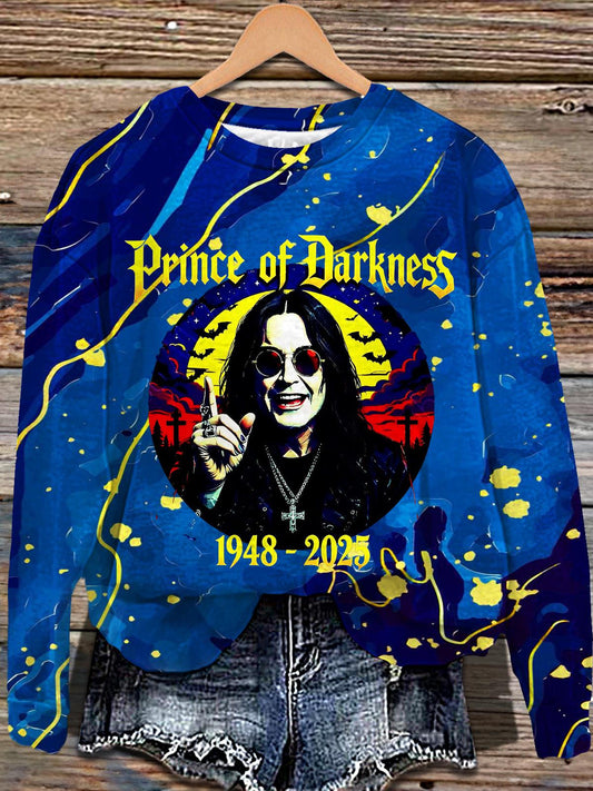 Ozzy Osbourne Graffiti Printed Long Sleeve Casual Top