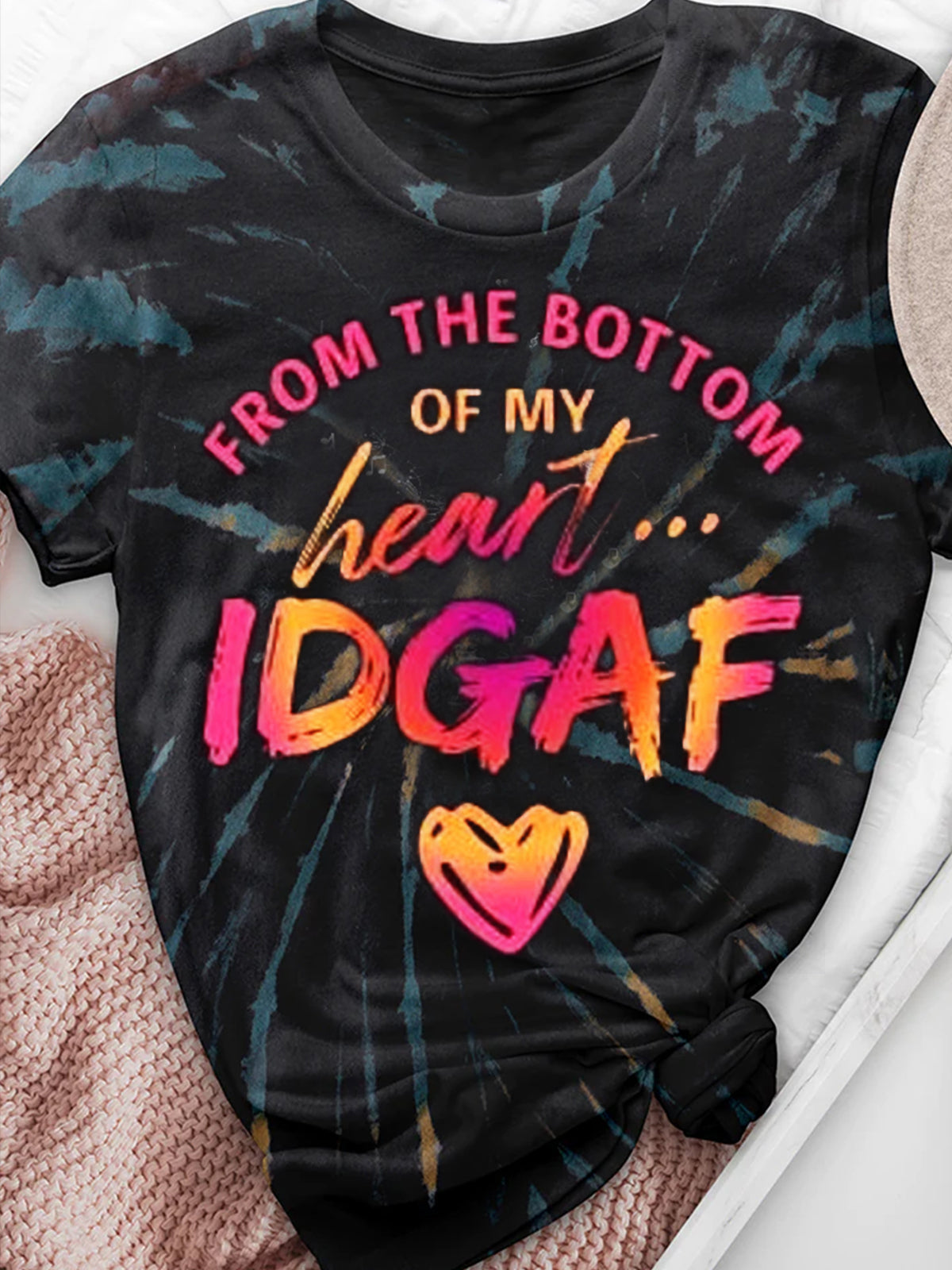 IDGAF Print Crew Neck T-shirt