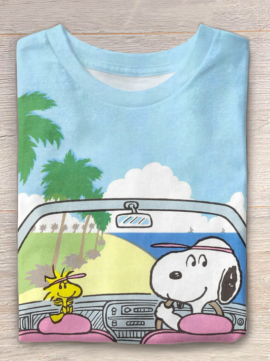 Fun Snoopy Vacation Island Tour Crew Neck T-shirt