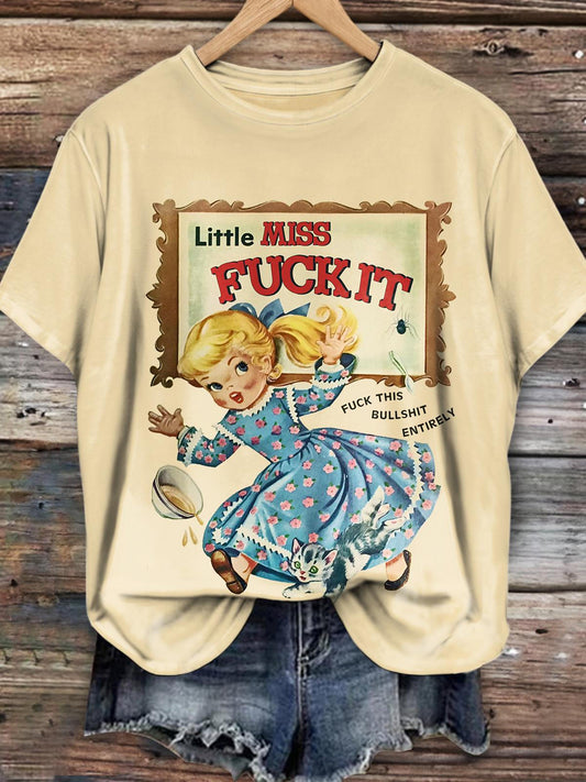 Lässiges T-Shirt mit „Little Miss Fuck It“-Retro-Print für Mädchen 