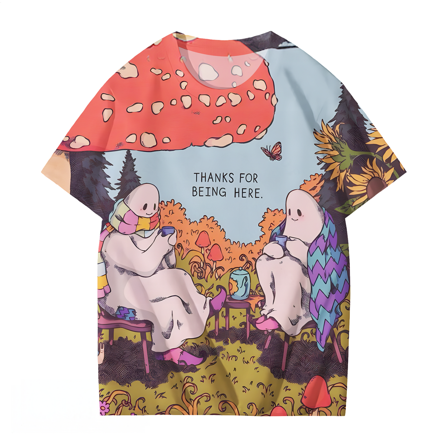 Thanks For Being Here Fun Ghosts Crew Neck T-shirt