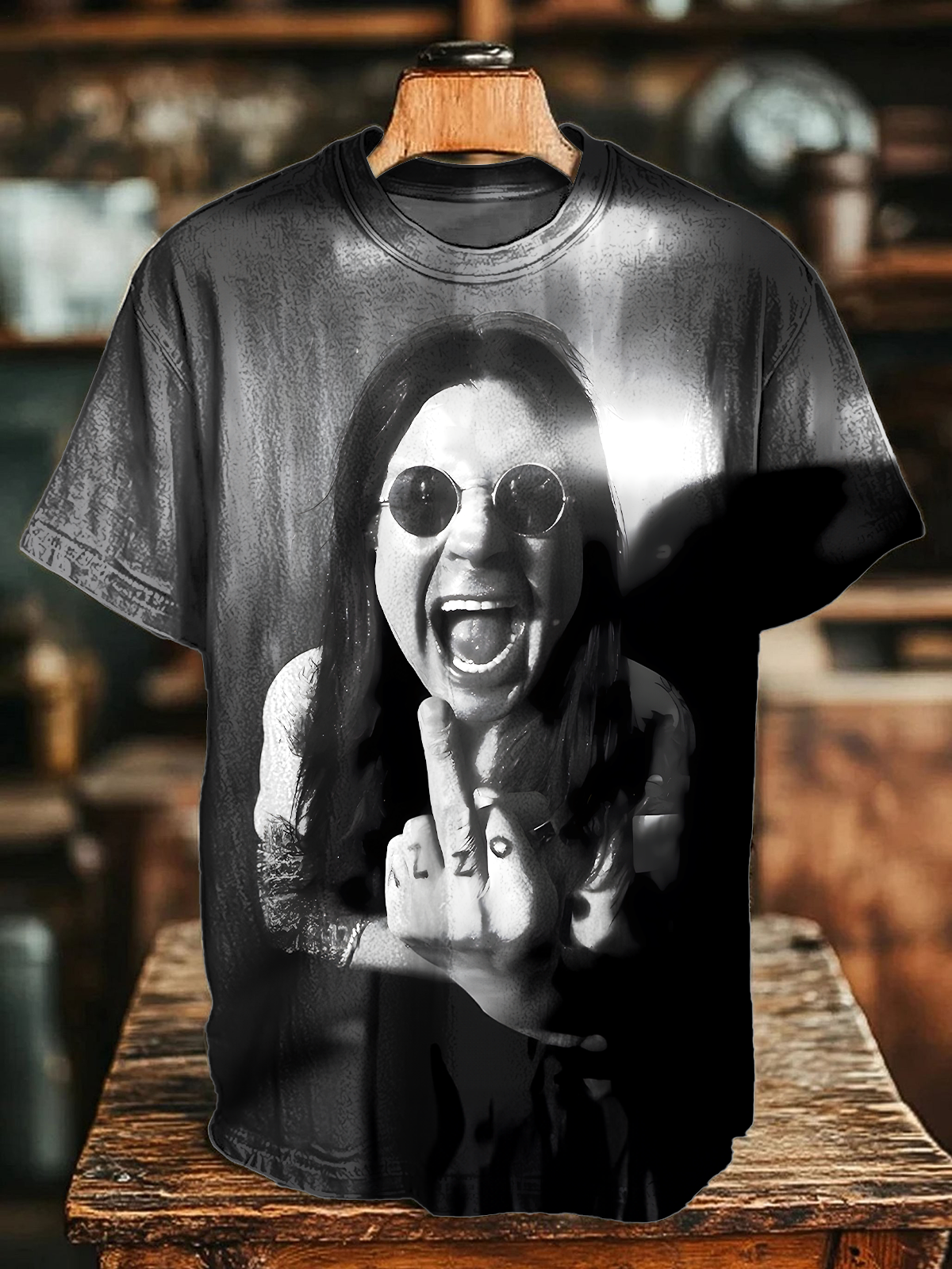 Ozzy Legend Funny Moment With Middle Finger Crew Neck T-shirt