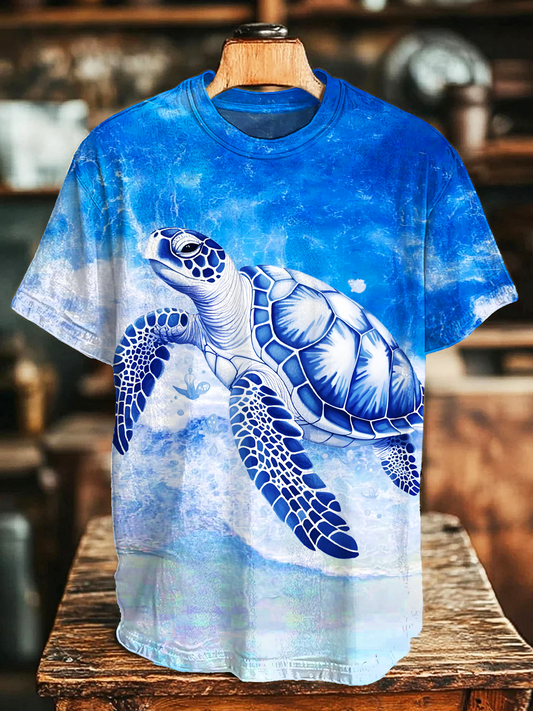 Ocean Atmosphere Turtle Art Crew Neck T-shirt