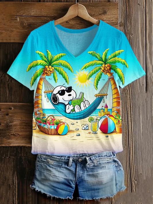 Fun Snoopy Island Vacation V-neck T-Shirt