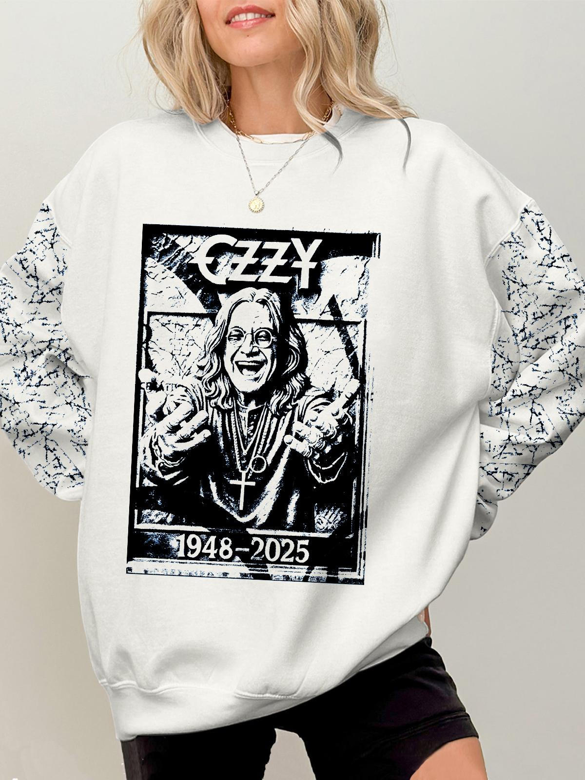 Ozzy Osbourne Printed Long Sleeve Casual Top