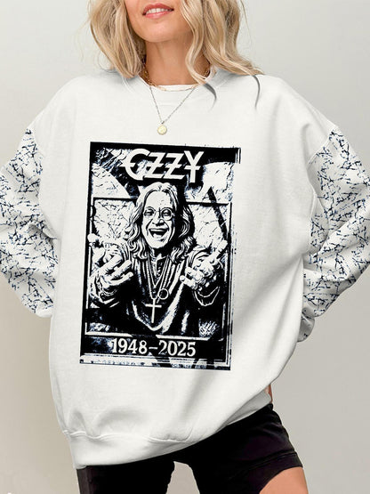 Ozzy Osbourne Printed Long Sleeve Casual Top