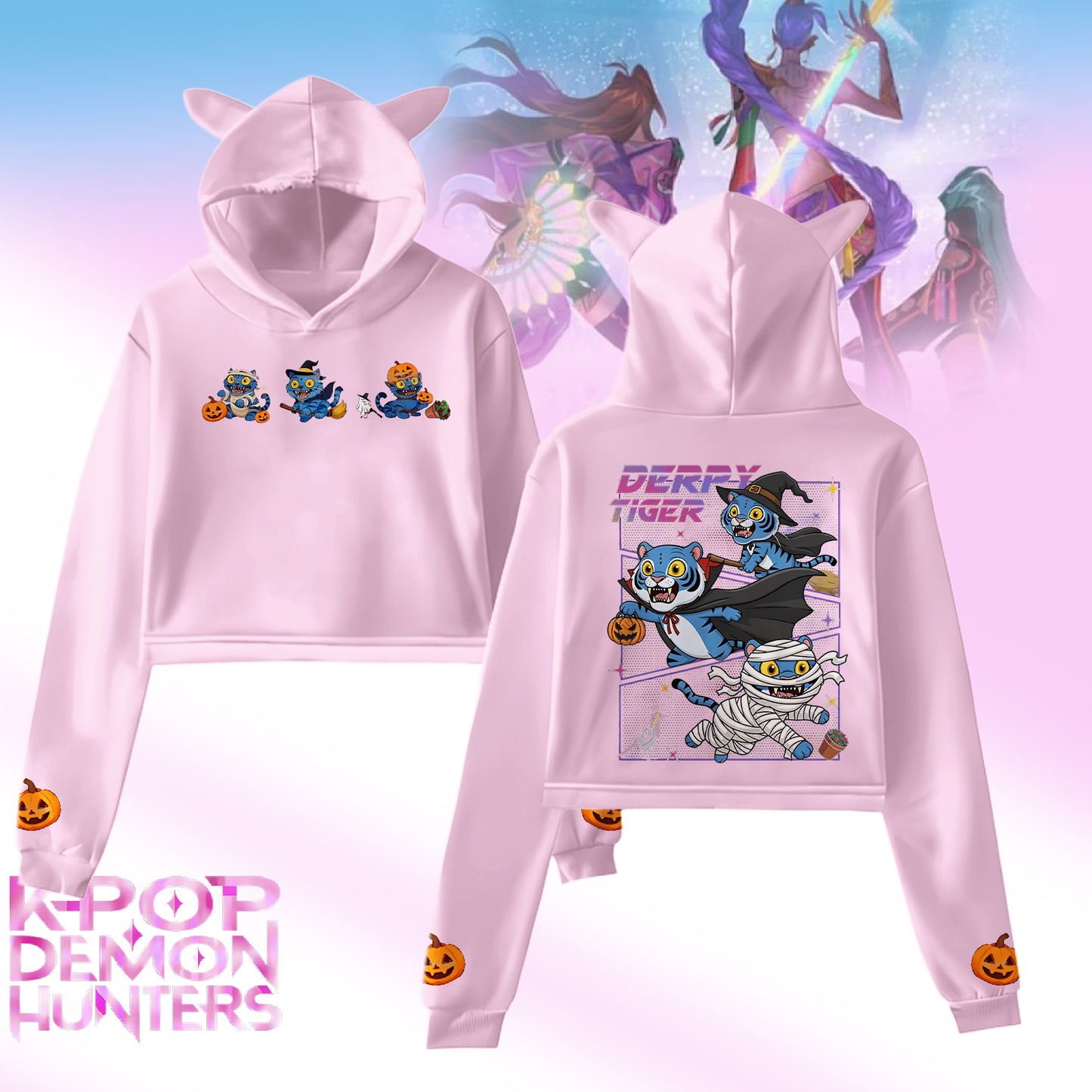 Halloween Demon Hunter Fur Rabbit Long Sleeve Hoodie