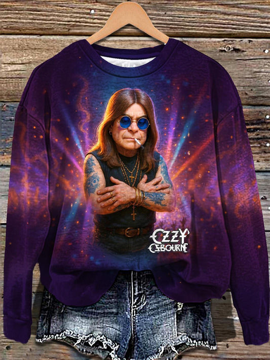 Ozzy Osbourne Printed Long Sleeve Casual Top