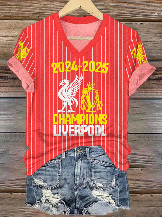 Liverpool Champions 2025 V-neck T-Shirt