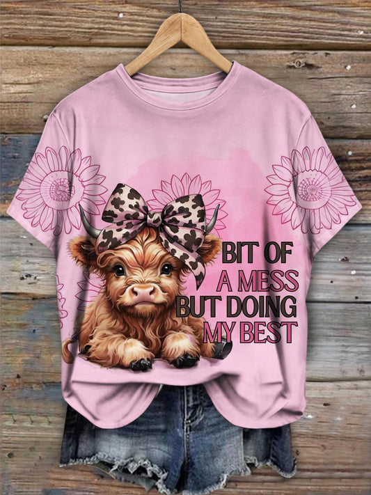 T-Shirt mit Aufdruck „Ein bisschen chaotisch, aber ich gebe mein Bestes“ 