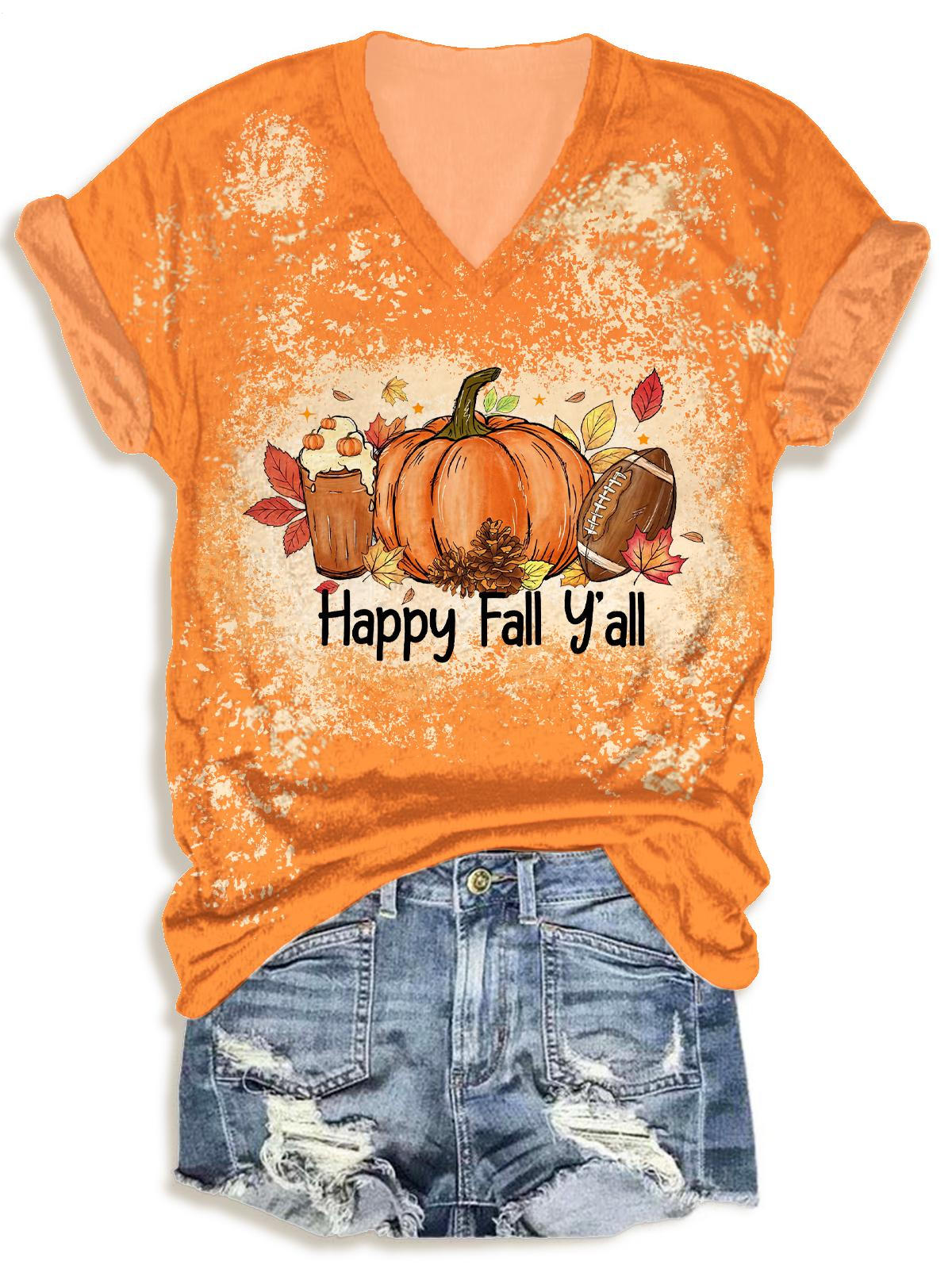 Autumn Pumpkin V-neck T-Shirt
