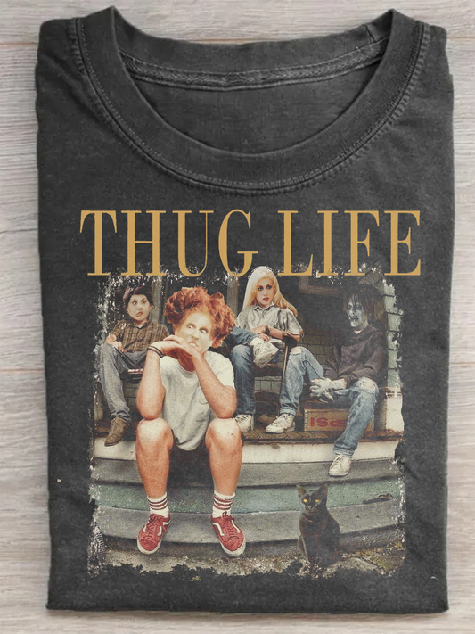 Vintage Thug Life Bad Witches Rundhals-T-Shirt 