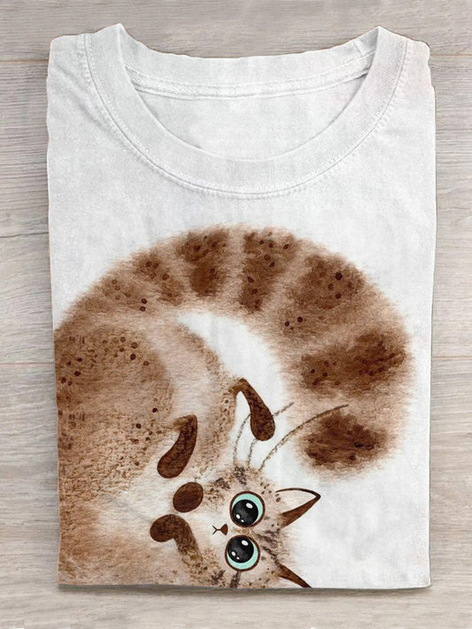 Upside Down Kitten Crew Neck T-shirt