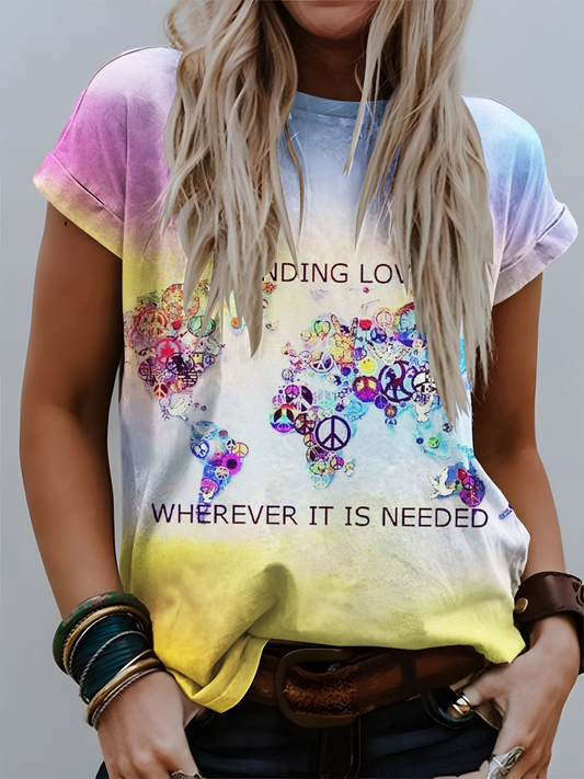 Sending Love Whatever IS Needed Free Hippie Art Crew Neck T-shirt