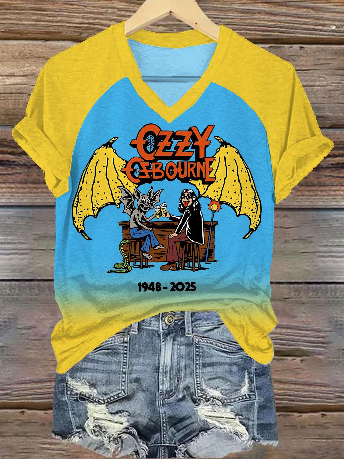 In Memory of Ozzy Osbourne Women's Raglan V-Neck T-shirt