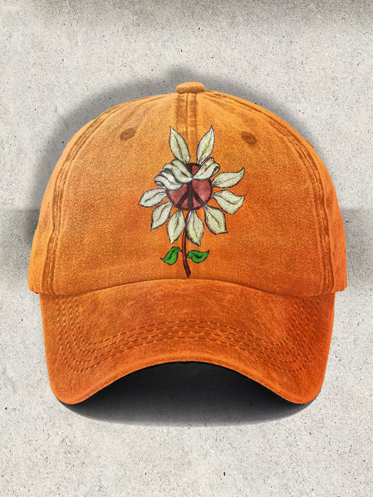 Floral Peace Sign Print Baseball Cap