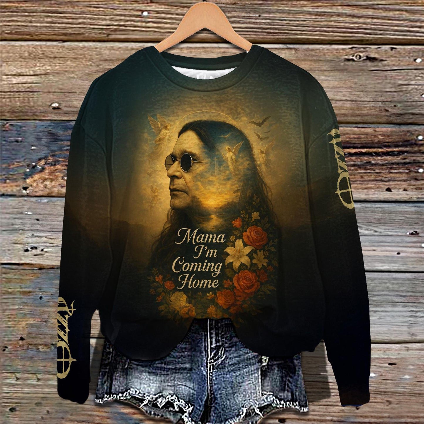 Ozzy Osbourne Retro Portrait Printed Long Sleeve Casual Top