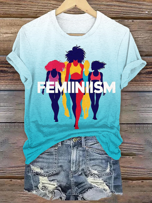 Empowering Feminist Art Print Crew Neck T-shirt