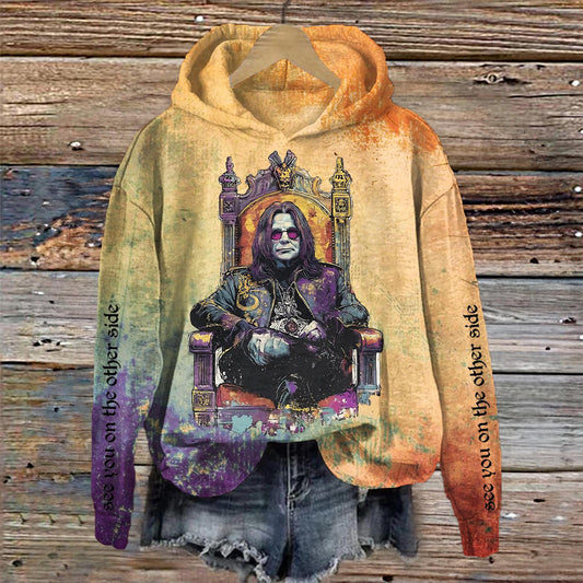 Ozzy Osbourne Vintage Oil Painting Long Sleeve Printed Hoodie