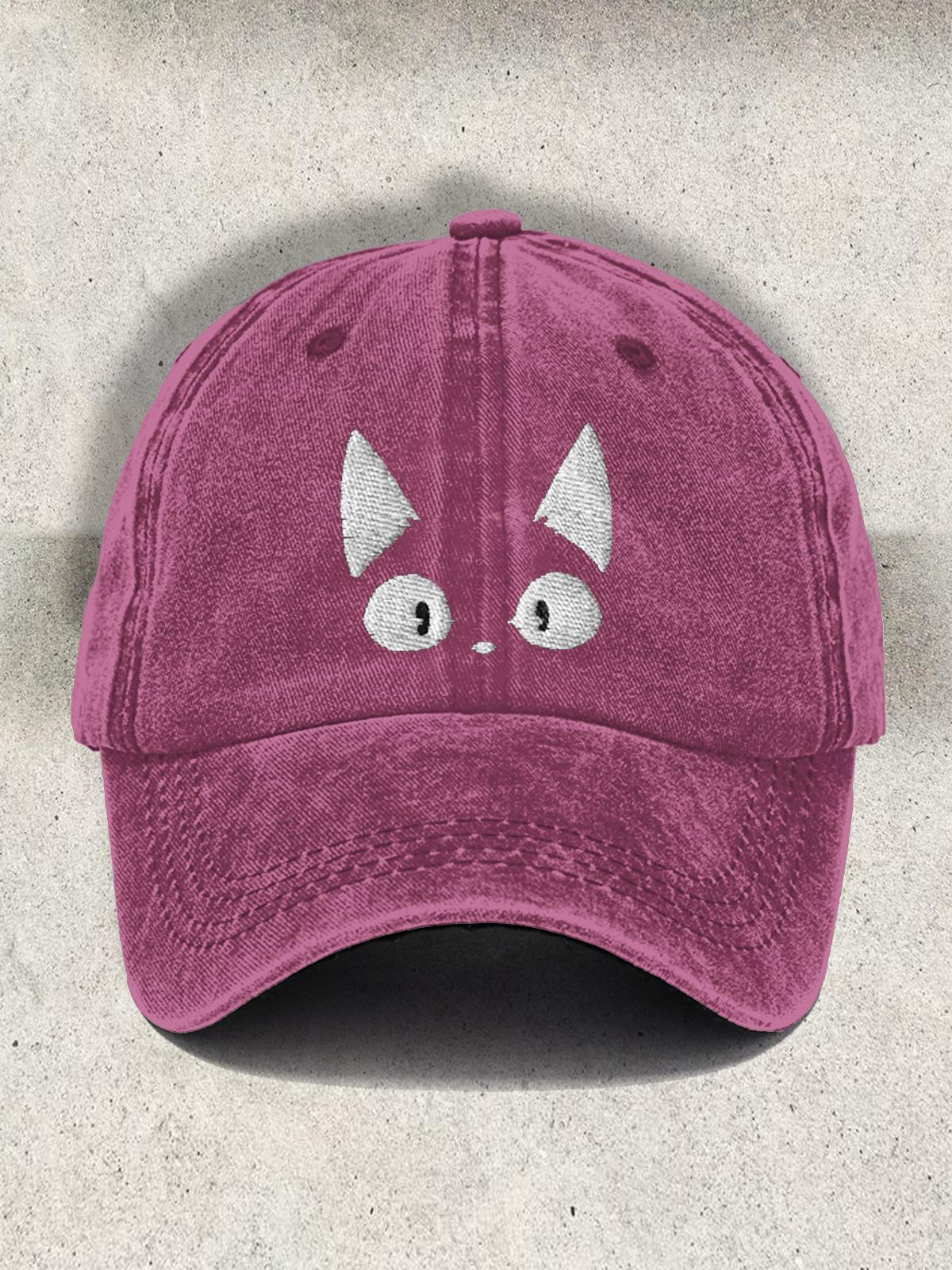 Amazed Cat Printed Baseball Cap