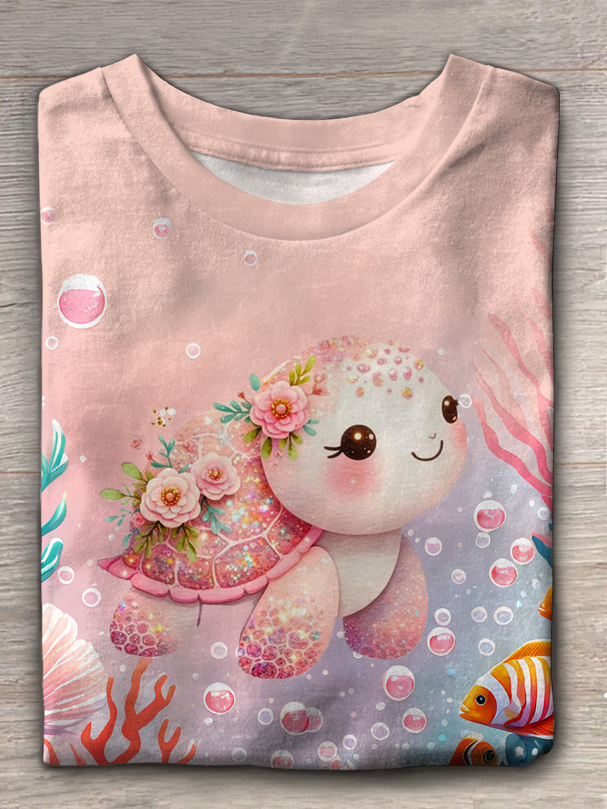 T-shirt ras du cou tortue mignonne 