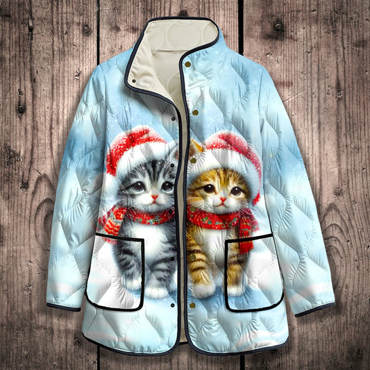 Women's Winter Christmas Cat Cotton Jacket