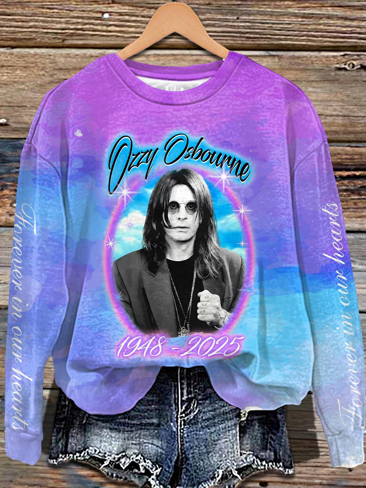 Ozzy Osbourne Gradient Blending Printed Long Sleeve Casual Top