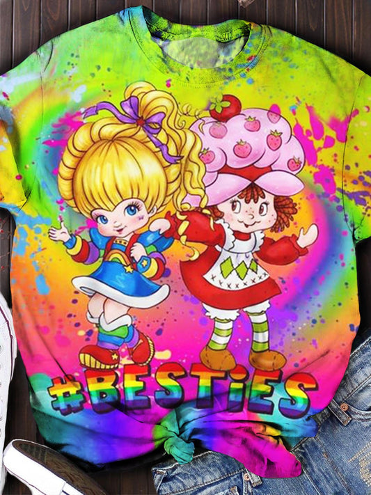 Colorful Cartoon Art Print Casual Top