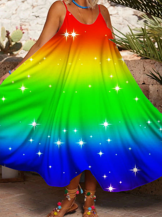 Colorful Gradient Print Casual Dress